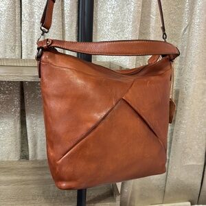 Genuine Leather Vintage Look Crossbody Purse Shoulder Bag Purse Brown